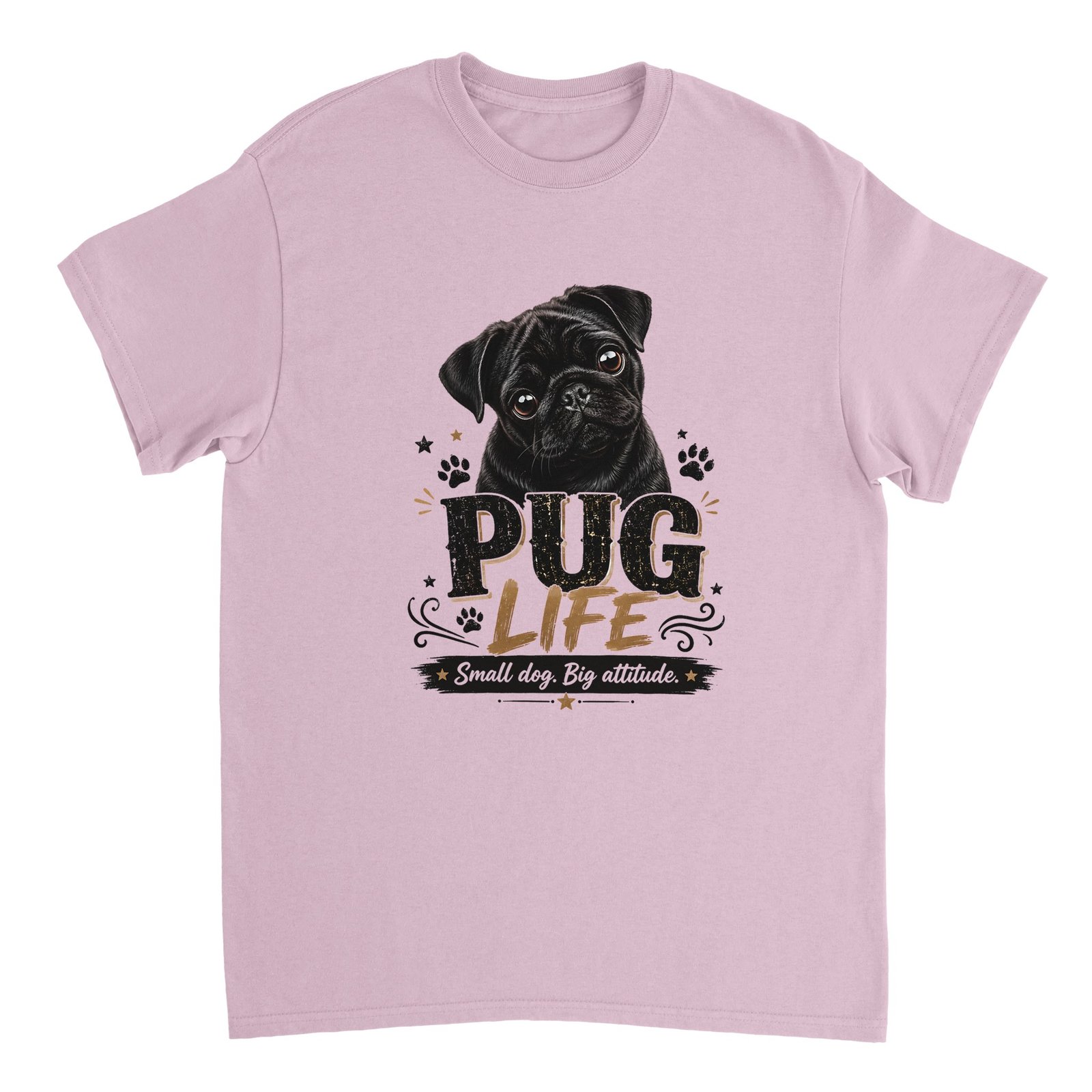 Pug Life T-Shirt – Small Dog, Big Attitude Light Pink