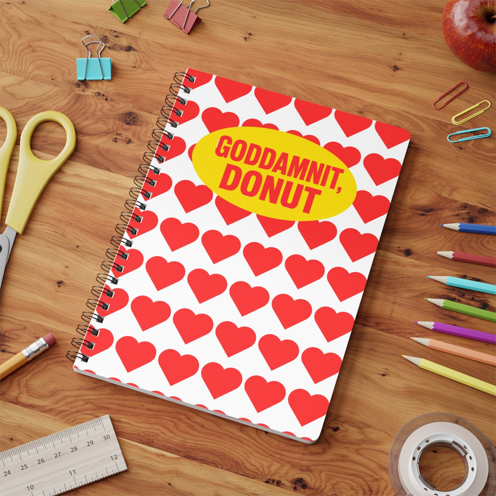 "Goddamnit, Donut" Heart Pattern Journal - A5 Spiral Notebook - Image 5