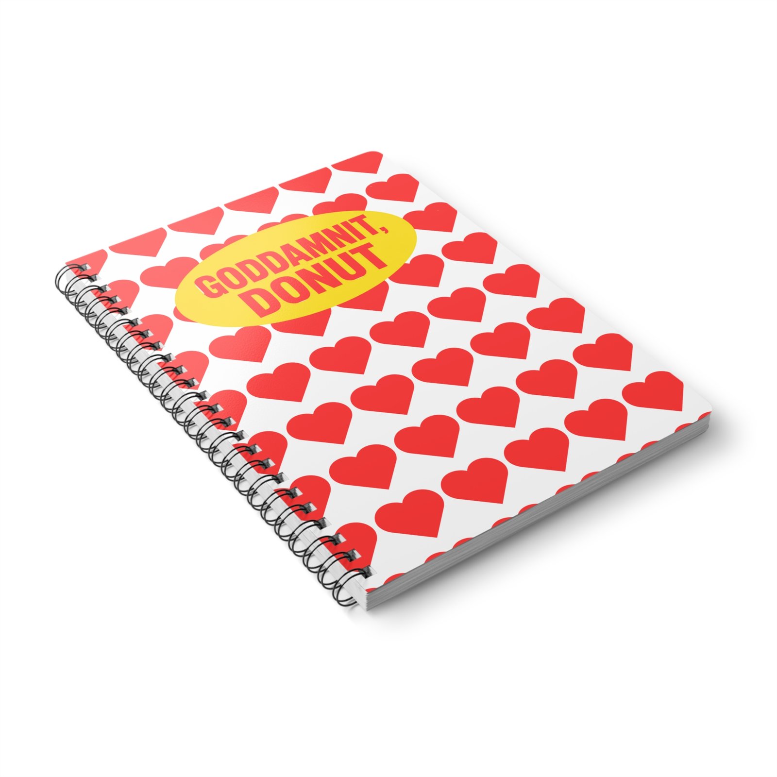 "Goddamnit, Donut" Heart Pattern Journal - A5 Spiral Notebook - Image 3