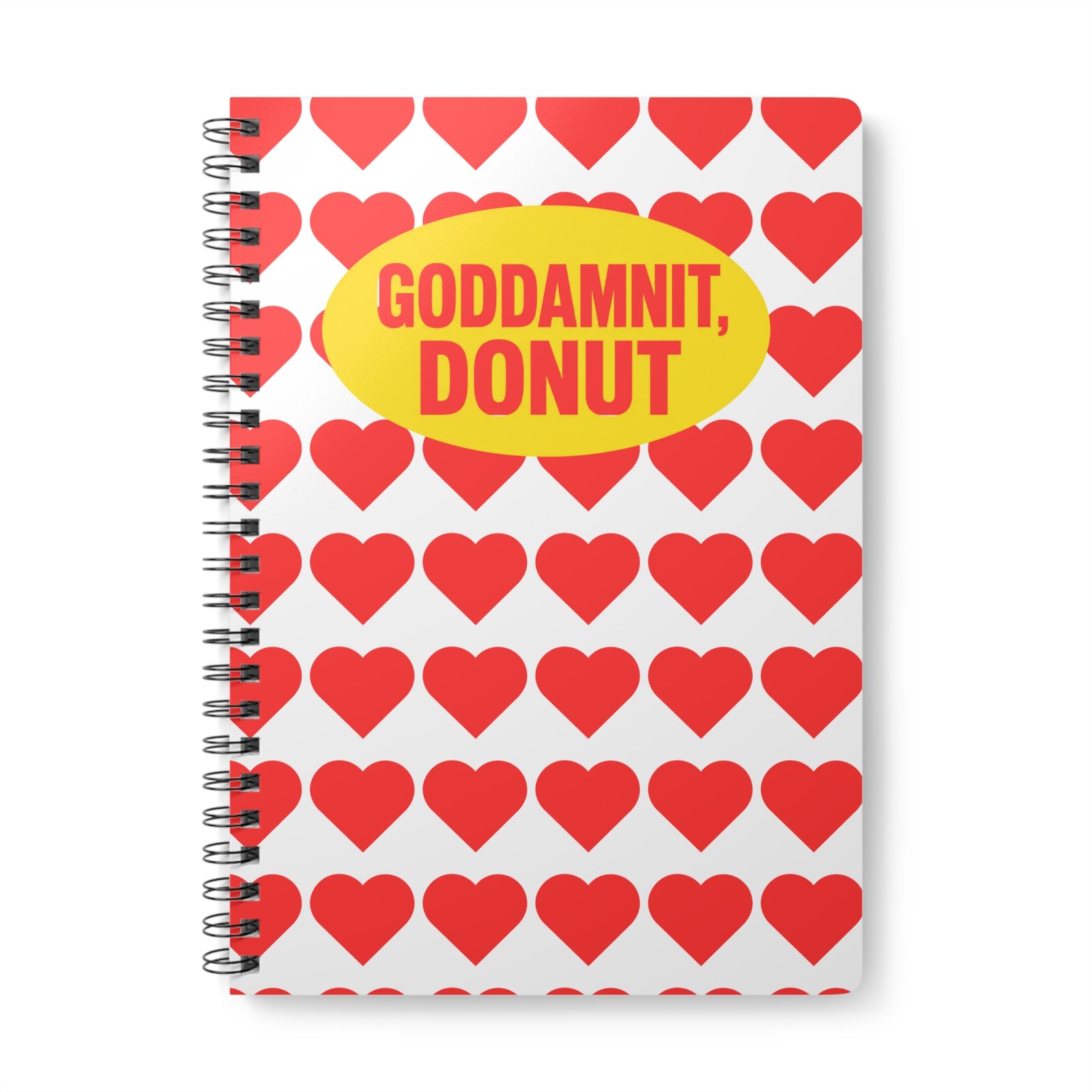 "Goddamnit, Donut" Heart Pattern Journal - A5 Spiral Notebook - Image 2