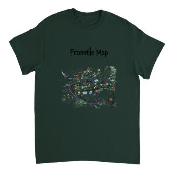 Victor's Drawing of Fromville Map T-shirt Forest Green