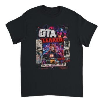 gta 6 leaked t-shirt vice city classified design Black