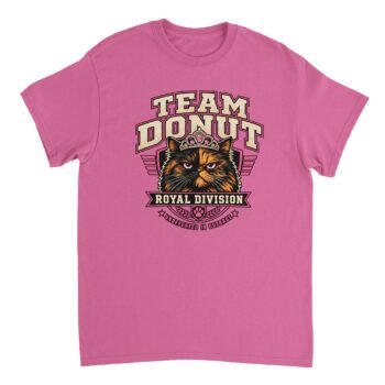 team mascot cat t-shirt royal division crest design light pink