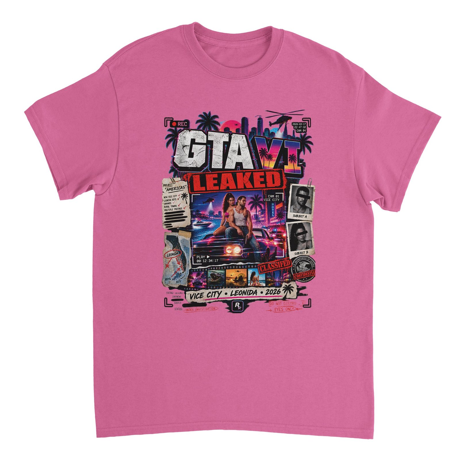 GTA VI Leaked T-Shirt – Vice City Classified Fan Tee 4 gta 6 leaked t-shirt vice city classified design Azalea