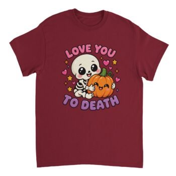 halloween skeleton t-shirt with cute skeleton and pumpkin design