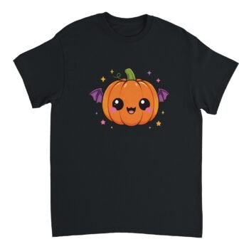 halloween pumpkin t-shirt bat wings design black
