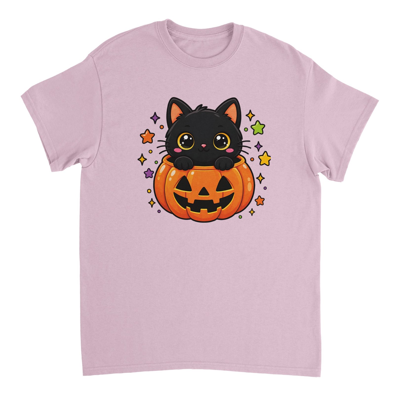 Black Cat Pumpkin T-Shirt – Cute Halloween Kitten Graphic Tee 11 halloween cat t-shirt black cat pumpkin design