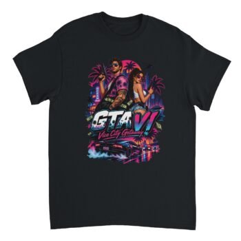 gta 6 t-shirt vice city getaway design black