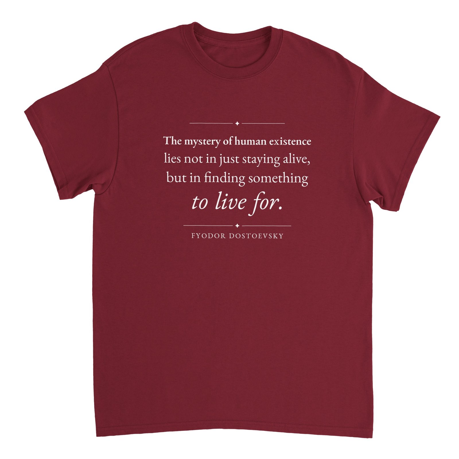 Mystery of Human Existence T-Shirt – Dostoevsky Karamazov Tee 7 dostoevsky brothers karamazov t-shirt mystery of existence Garnet