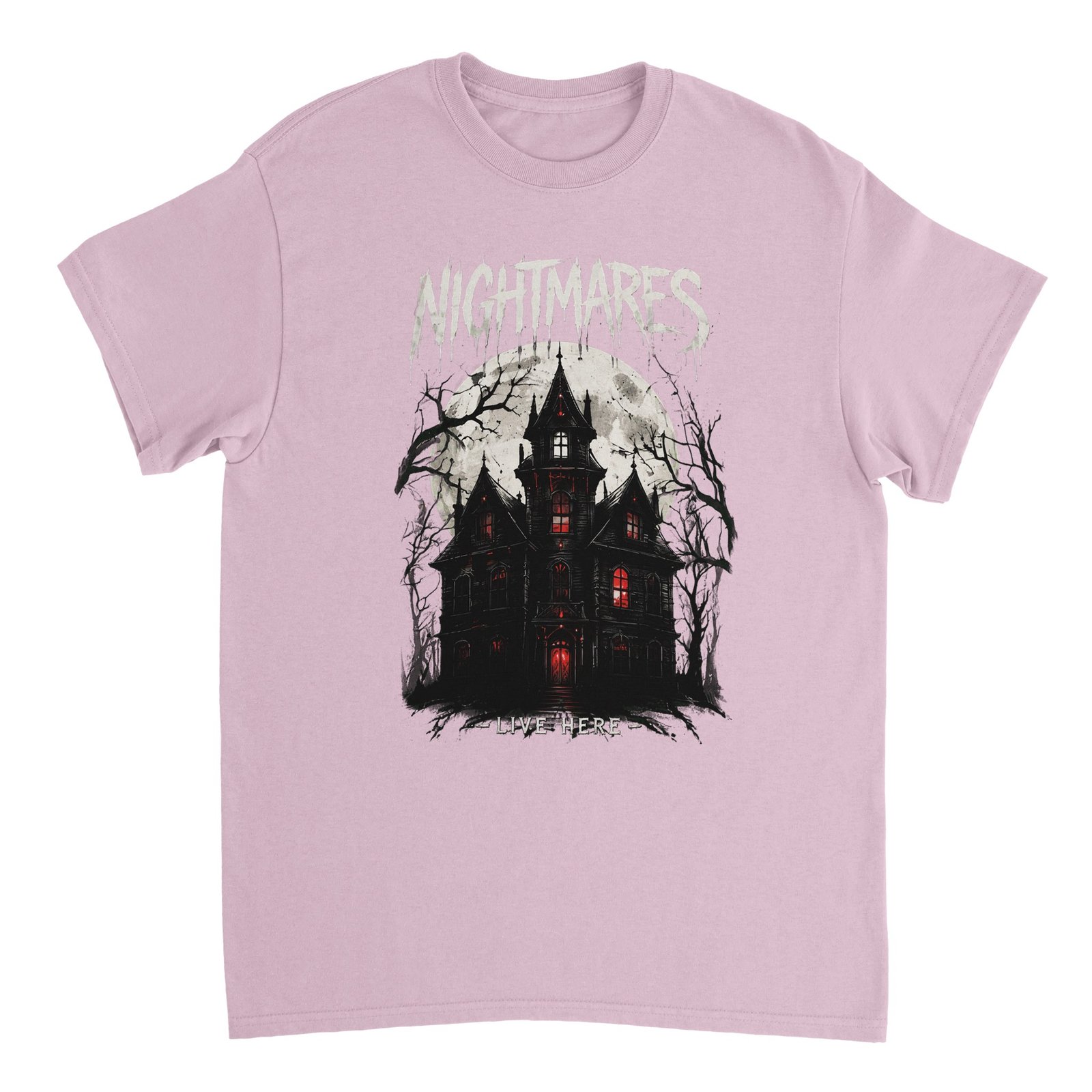 Nightmares Live Here Halloween T-Shirt – Haunted House Gothic Horror Graphic Tee 10 39343833-469f-46b6-a7db-0902c3e43618