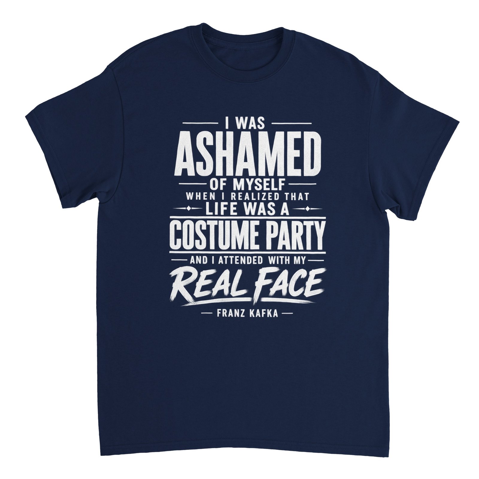 KAFKA COSTUME PARTY QUOTE T-SHIRT - COMPLETE SEO PACKAGE 6 kafka costume party t-shirt real face design Navy