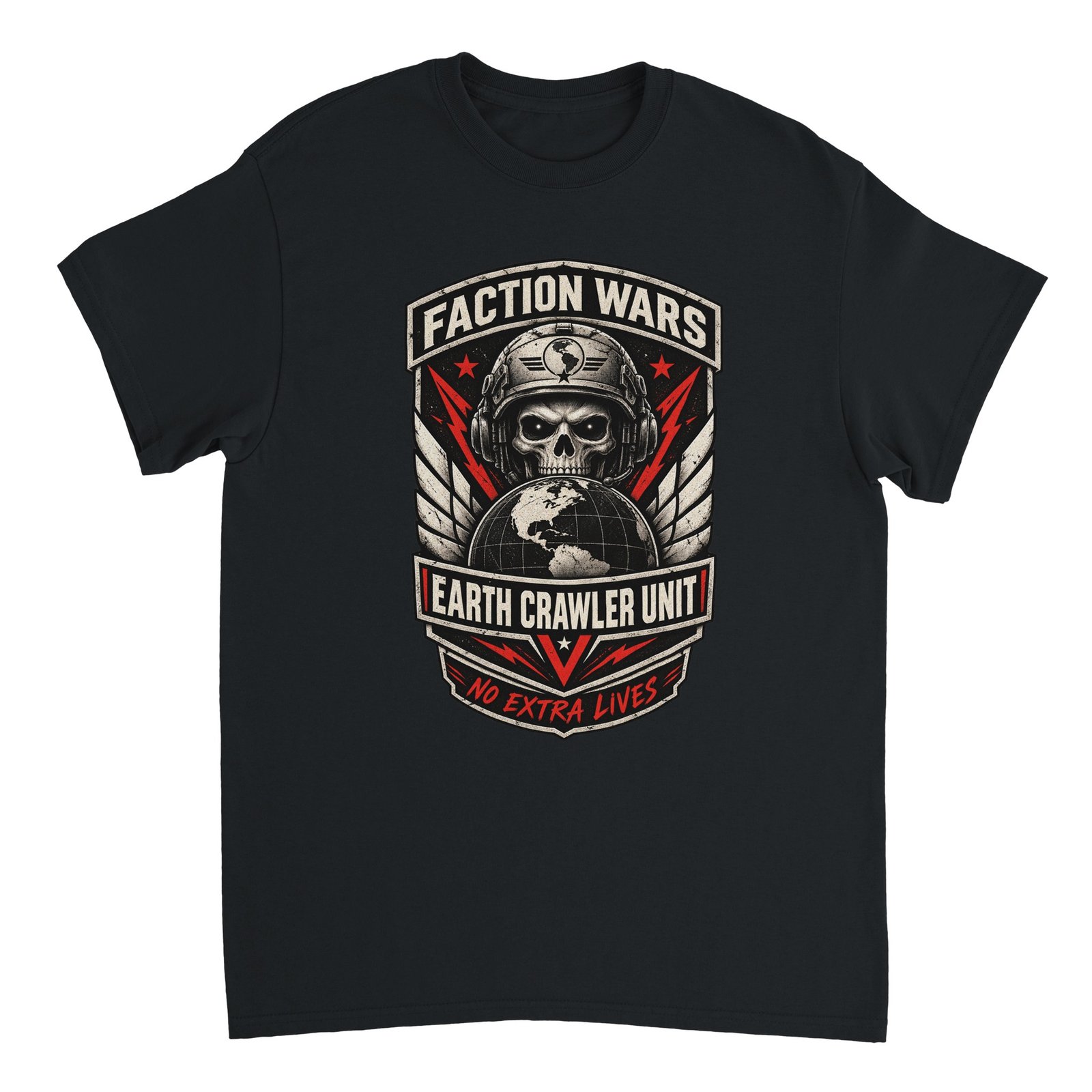 Faction Wars T-Shirt – Earth Crawler Unit Military Skull Tee 4 military skull t-shirt faction wars earth crawler unit Black