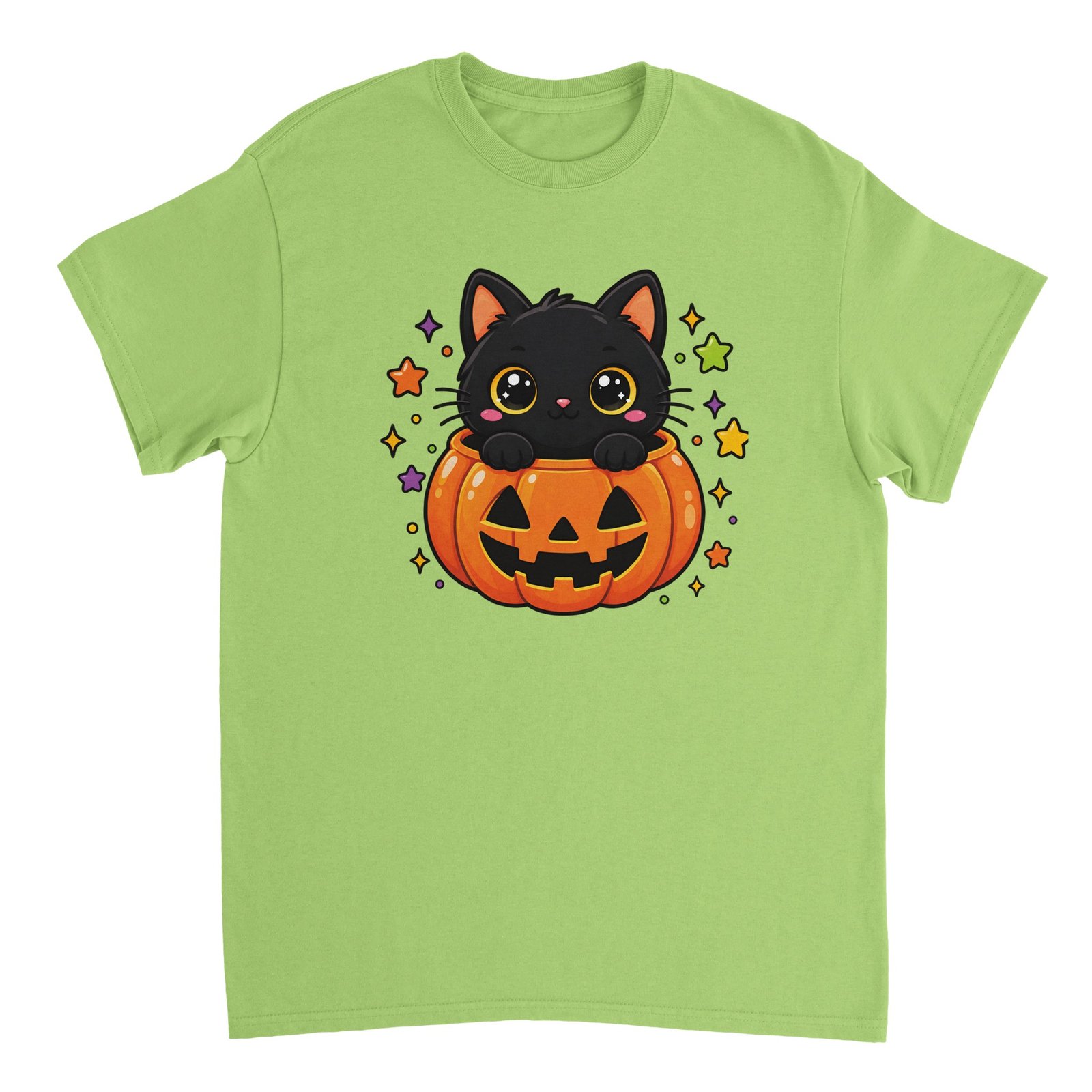 Black Cat Pumpkin T-Shirt – Cute Halloween Kitten Graphic Tee 8 halloween cat t-shirt black cat pumpkin design