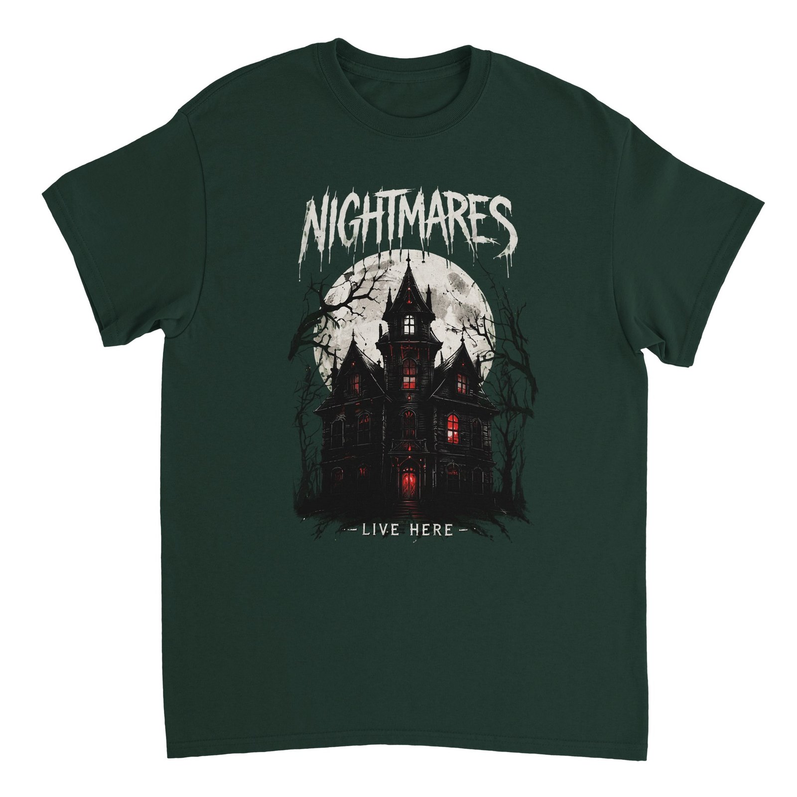 Nightmares Live Here Halloween T-Shirt – Haunted House Gothic Horror Graphic Tee 2 491b559a-a8f3-43e4-abf8-73929df52db3