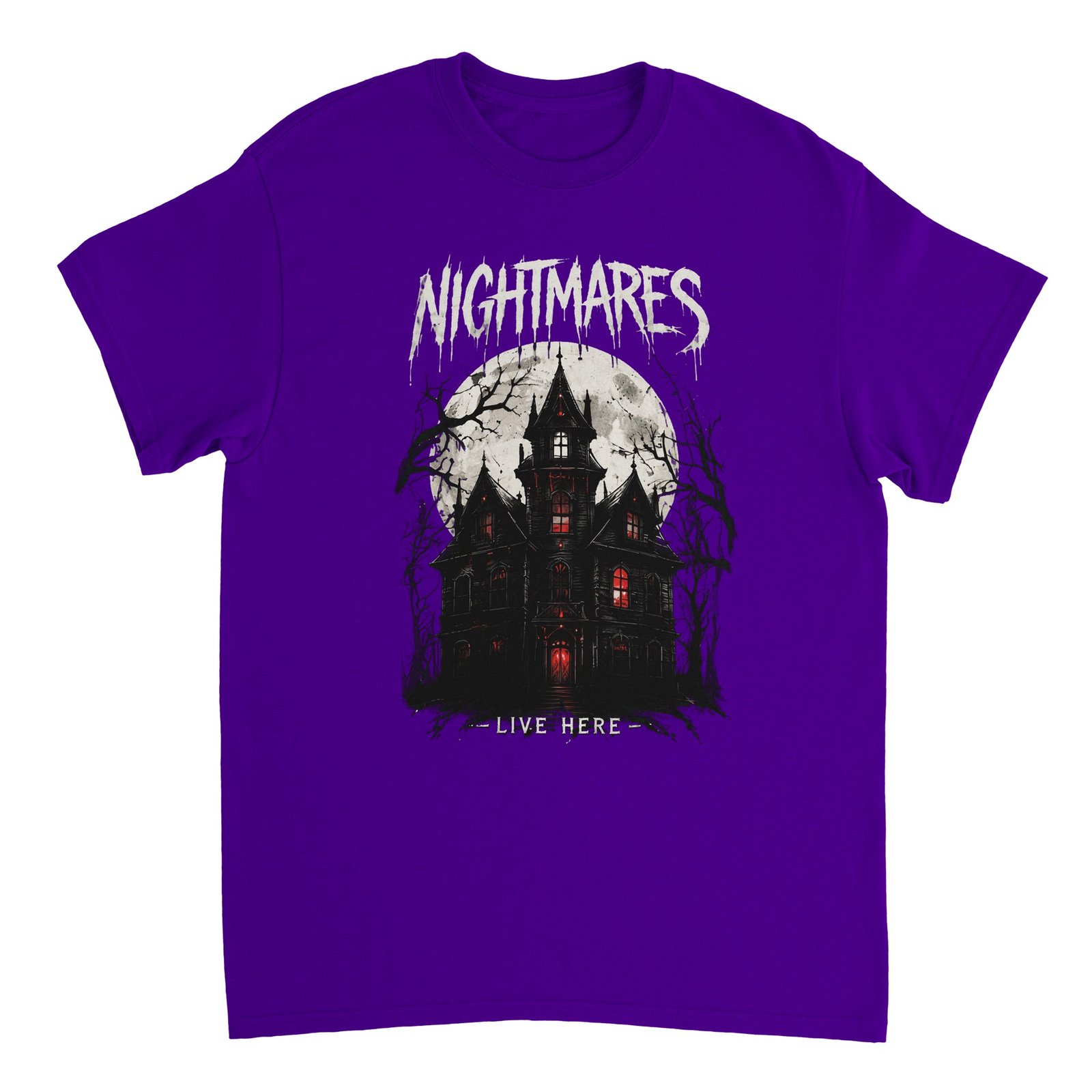 Nightmares Live Here Halloween T-Shirt – Haunted House Gothic Horror Graphic Tee 4 531730e6-ac4b-4b08-9076-30f9e4ade841