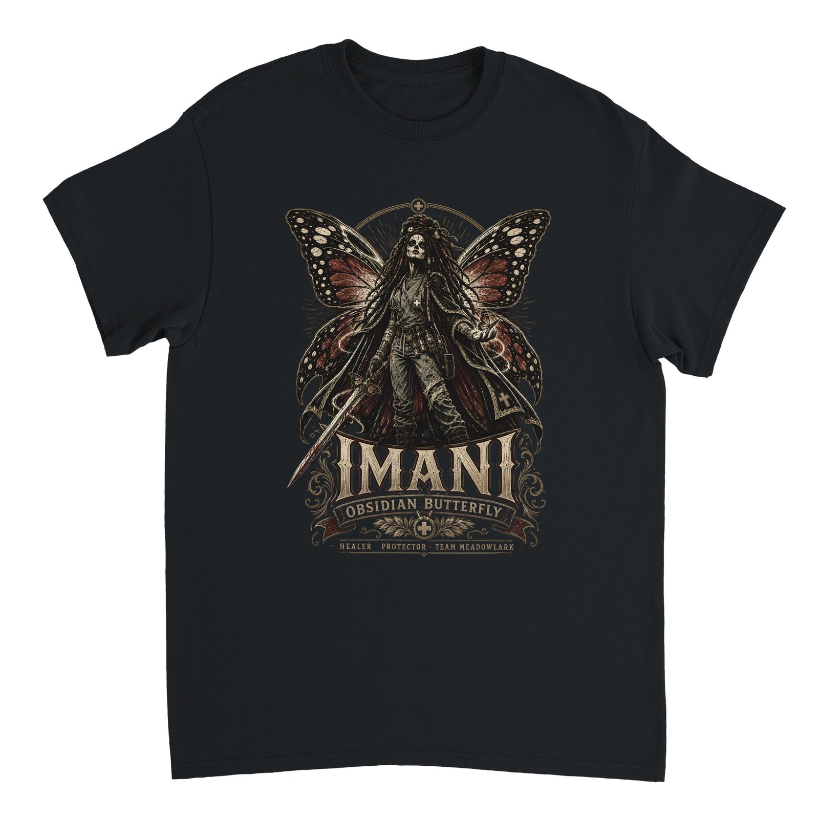 Obsidian Butterfly T-Shirt – Dungeon Crawler Carl Imani Tee 8 dungeon crawler carl imani t-shirt obsidian butterfly design Black