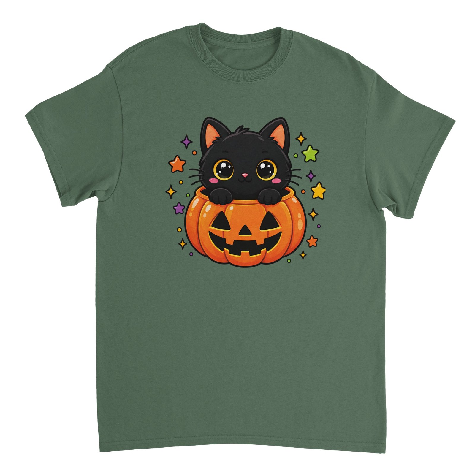 Black Cat Pumpkin T-Shirt – Cute Halloween Kitten Graphic Tee 4 halloween cat t-shirt black cat pumpkin design