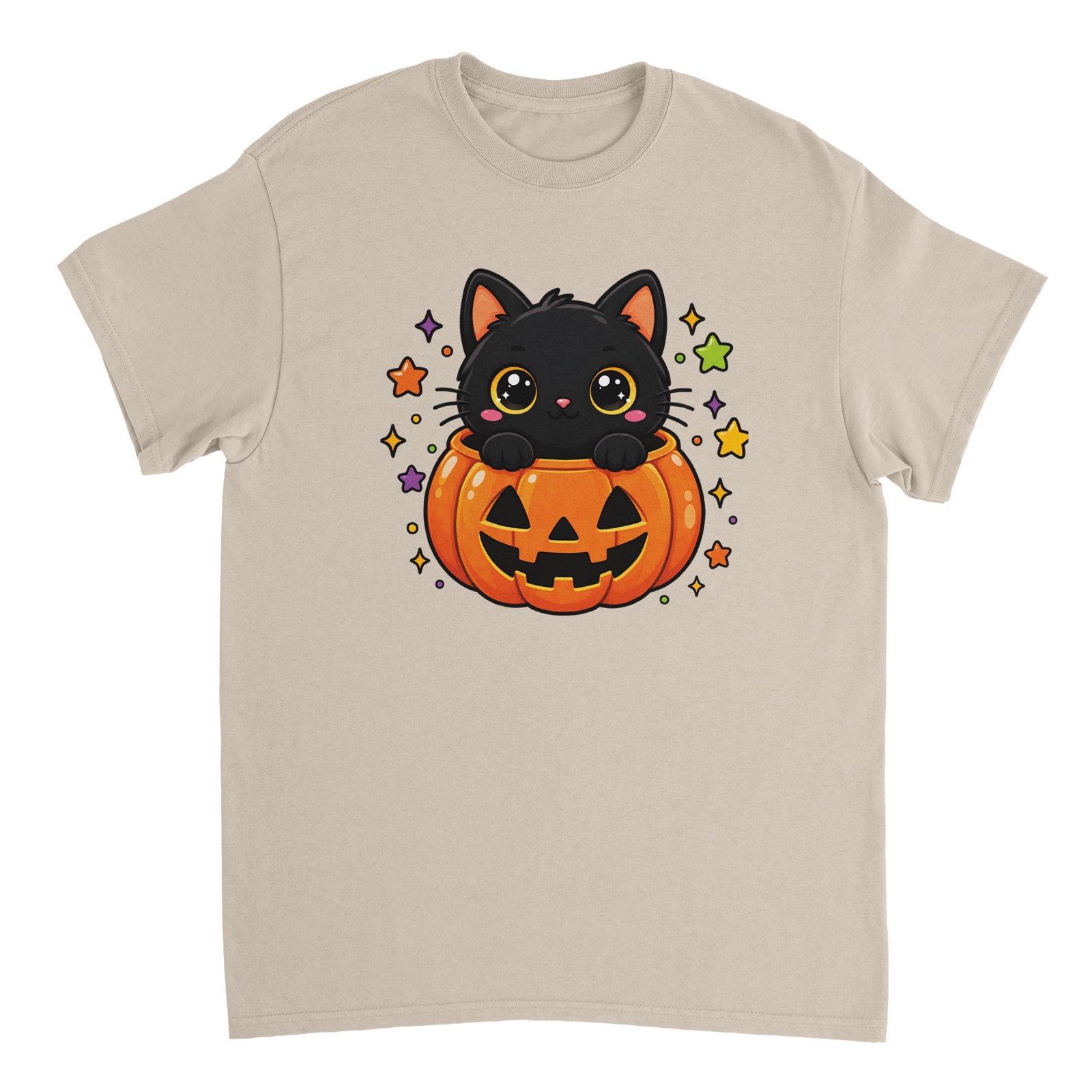 Black Cat Pumpkin T-Shirt – Cute Halloween Kitten Graphic Tee 5 halloween cat t-shirt black cat pumpkin design
