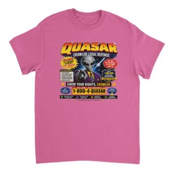 funny alien lawyer t-shirt parody legal ad design light pink
