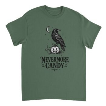 halloween raven t-shirt nevermore candy design military green