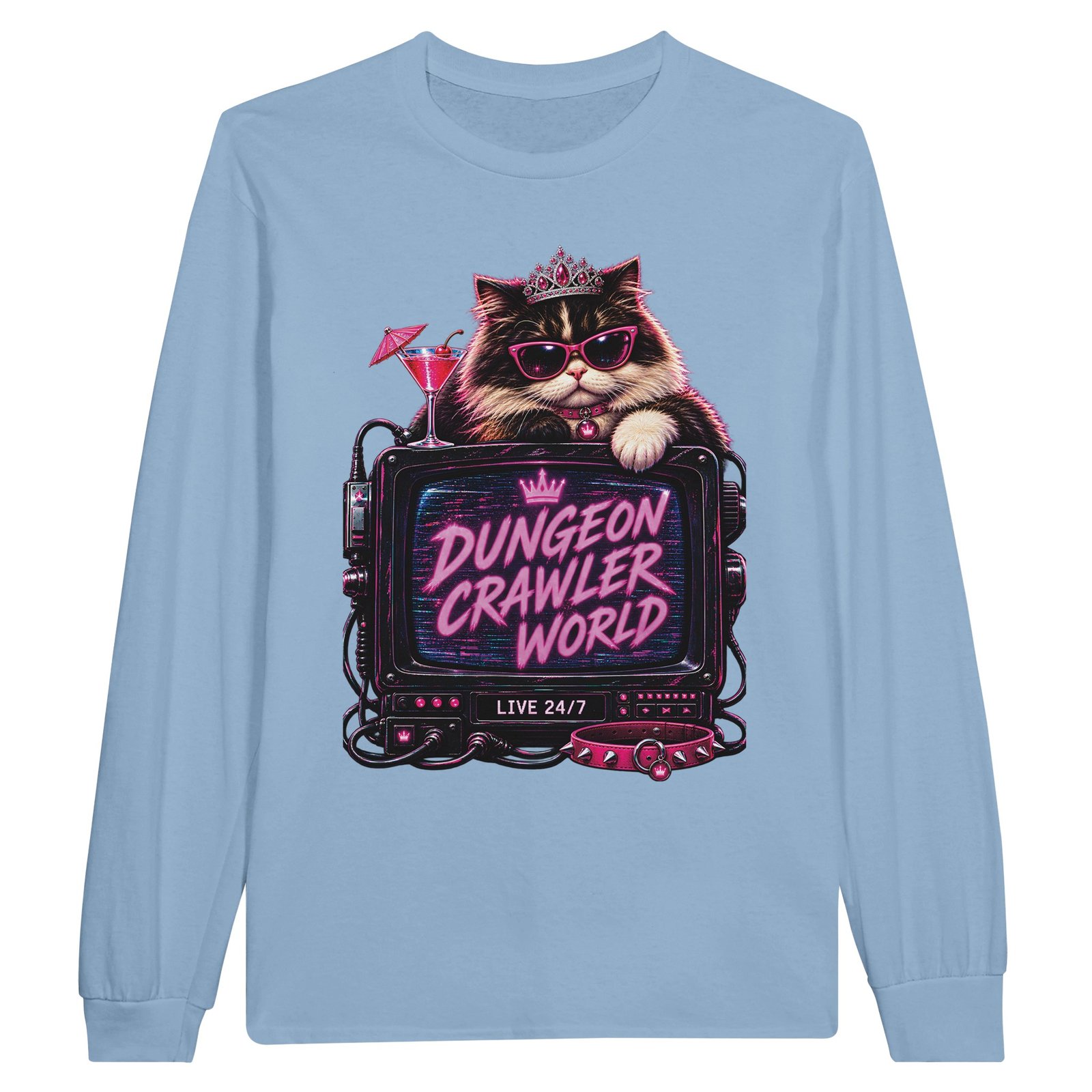 Dungeon Crawler World Longsleeve T-Shirt – Retro TV Cat Fan Tee 11 8ab27510-1da5-4086-b34b-4555c540af36
