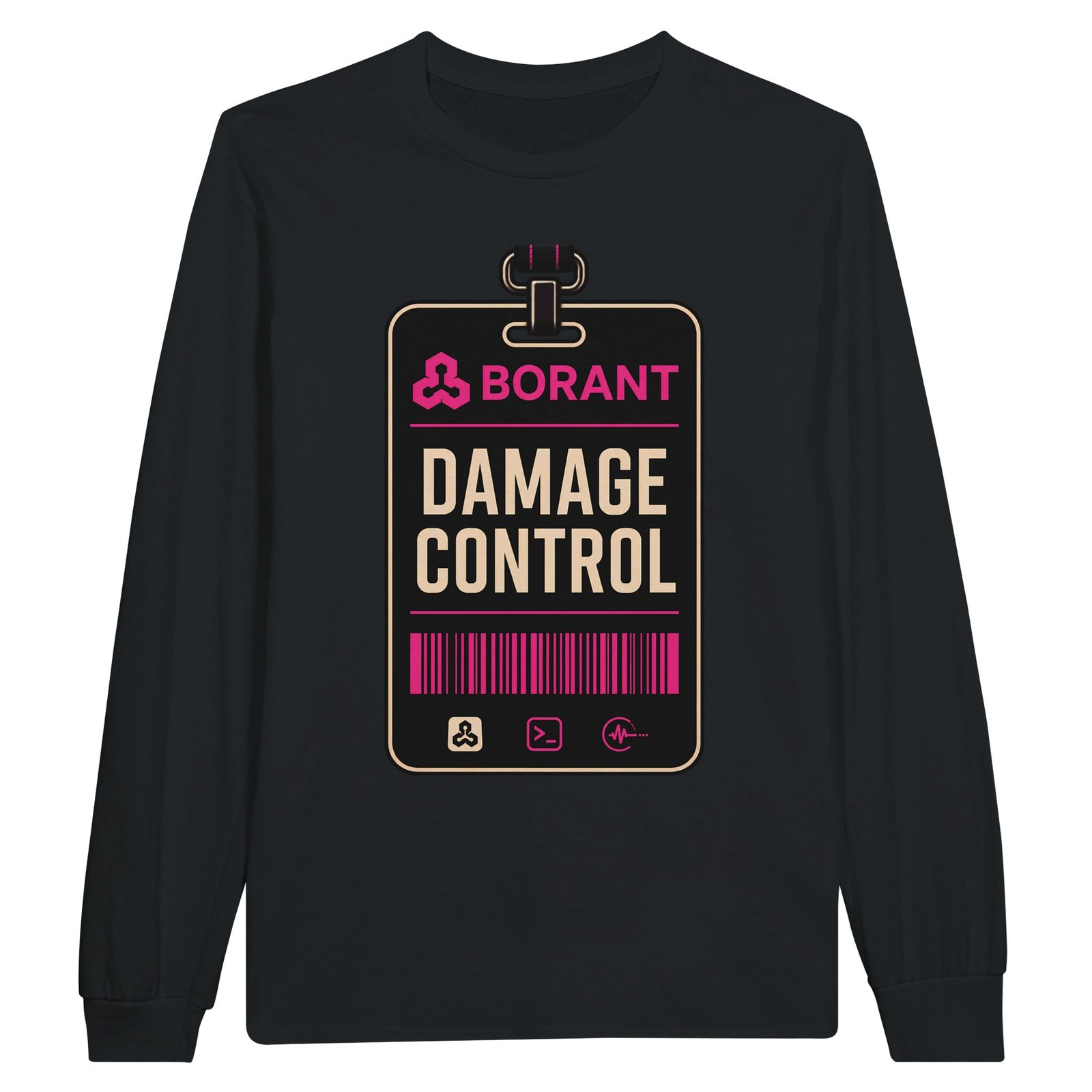 Damage Control Longsleeve – Dungeon Crawler Carl Badge Tee 1 dungeon crawler carl damage long sleeve id badge design black