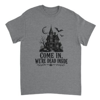 halloween haunted house t-shirt dead inside design sport grey