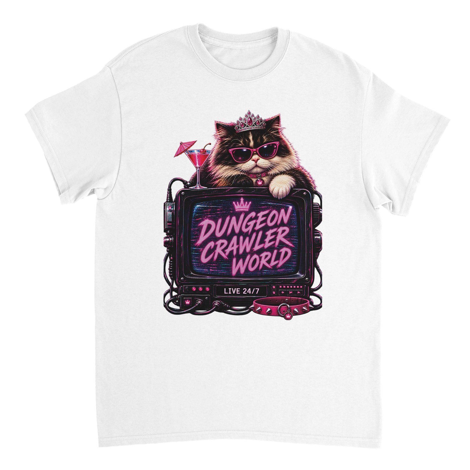 Dungeon Crawler World T-Shirt – Retro TV Cat Fan Tee 1 dungeon crawler carl tv show t-shirt retro television cat design
