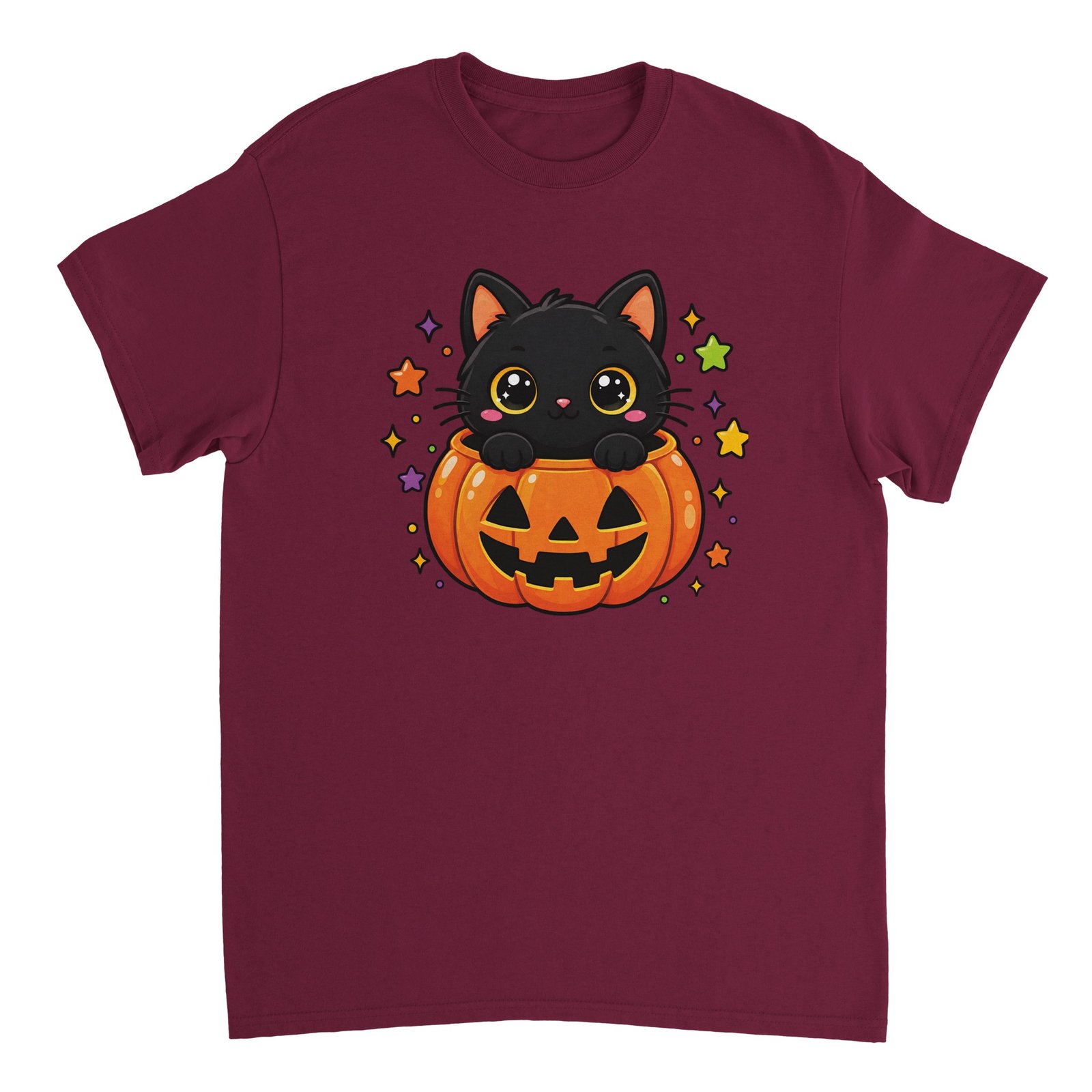Black Cat Pumpkin T-Shirt – Cute Halloween Kitten Graphic Tee 12 halloween cat t-shirt black cat pumpkin design