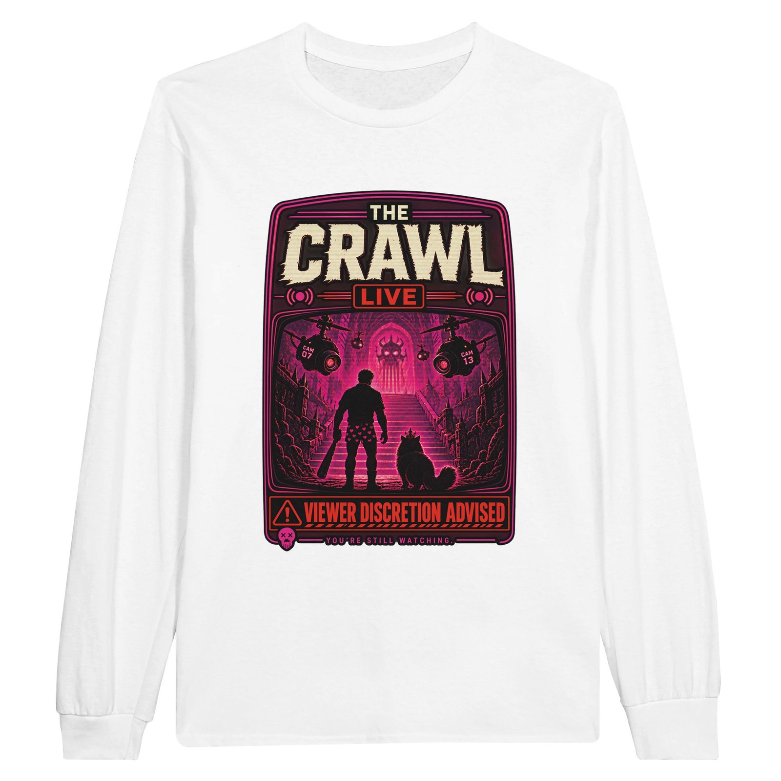 The Crawl Live Longsleeve – Dungeon Crawler Carl Fan Tee 1 dungeon crawler carl live long sleeve the crawl poster white