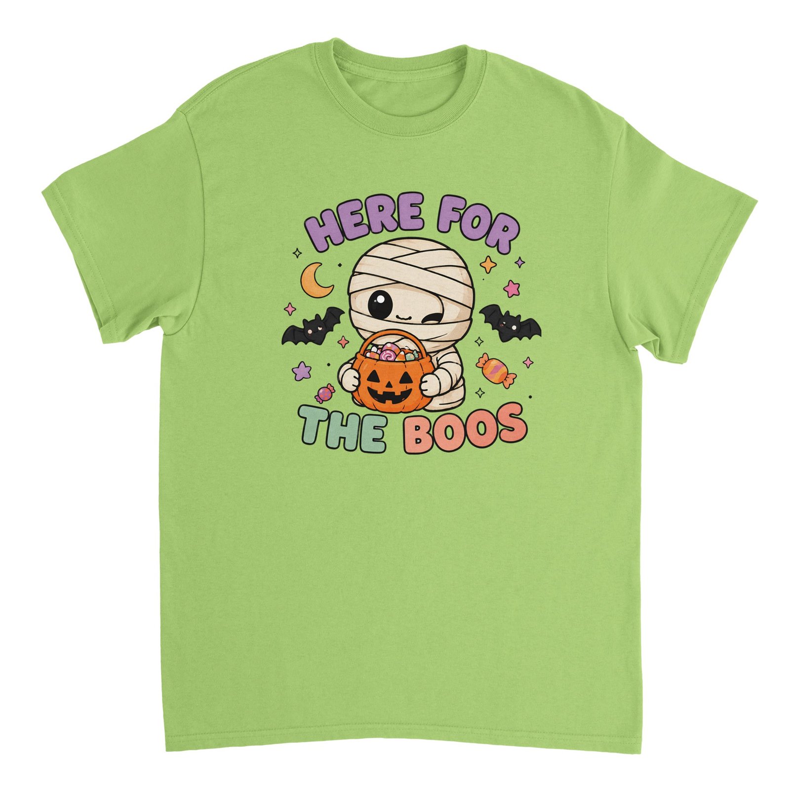 Here For The Boos T-Shirt – Cute Halloween Mummy Graphic Tee 11 halloween mummy t-shirt here for the boos design