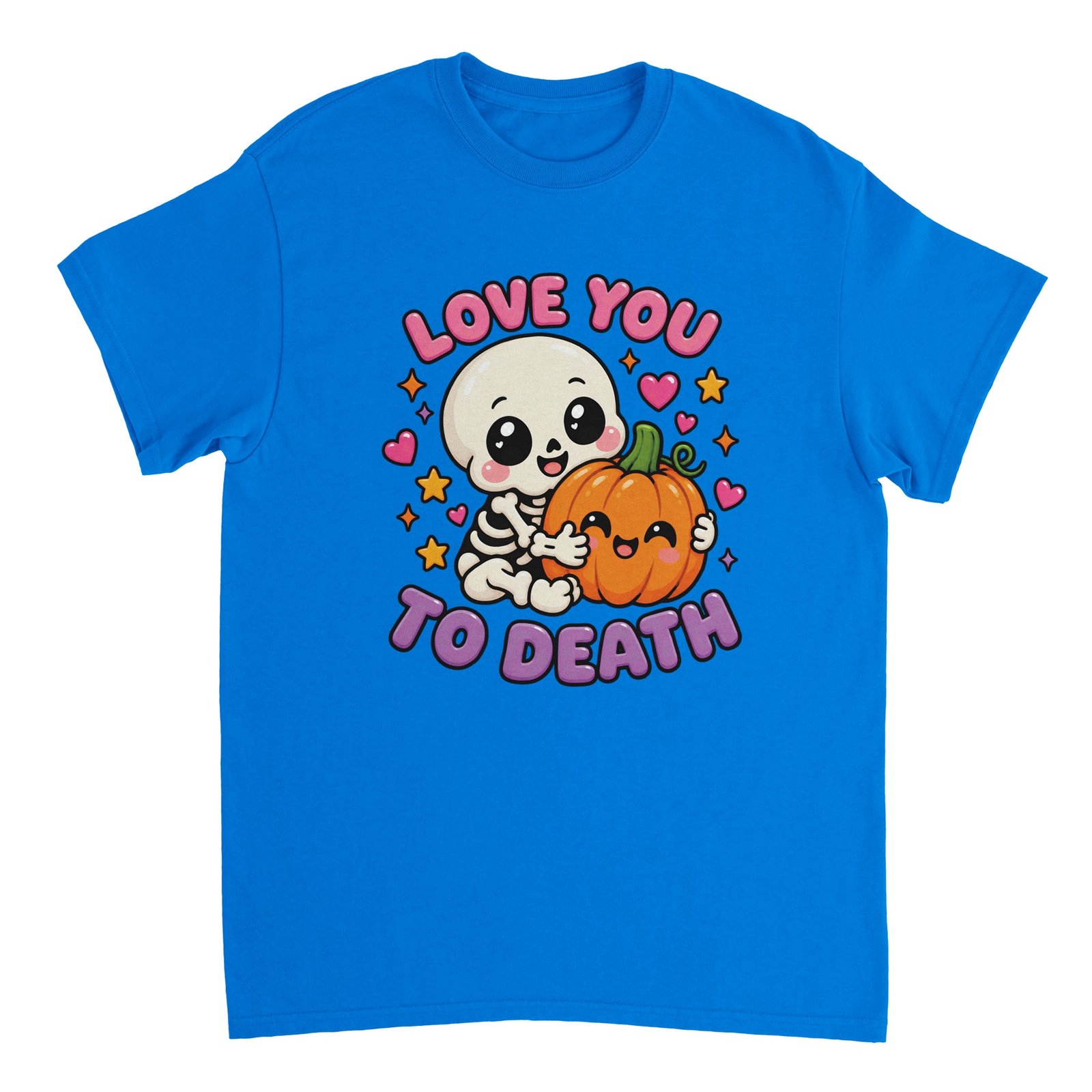 Love You to Death Halloween T-Shirt – Cute Skeleton Pumpkin Spooky Graphic Tee 5 halloween skeleton t-shirt with cute skeleton and pumpkin design