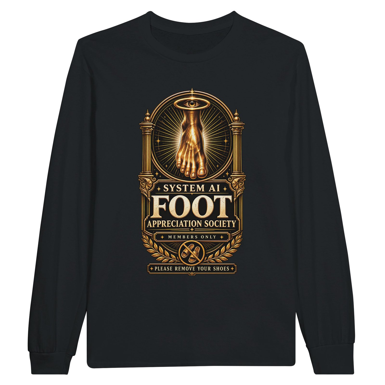 Foot Appreciation Society Longsleeve – Dungeon Crawler Carl Fan Tee 1 dungeon crawler carl foot society long sleeve shirt gold emblem black
