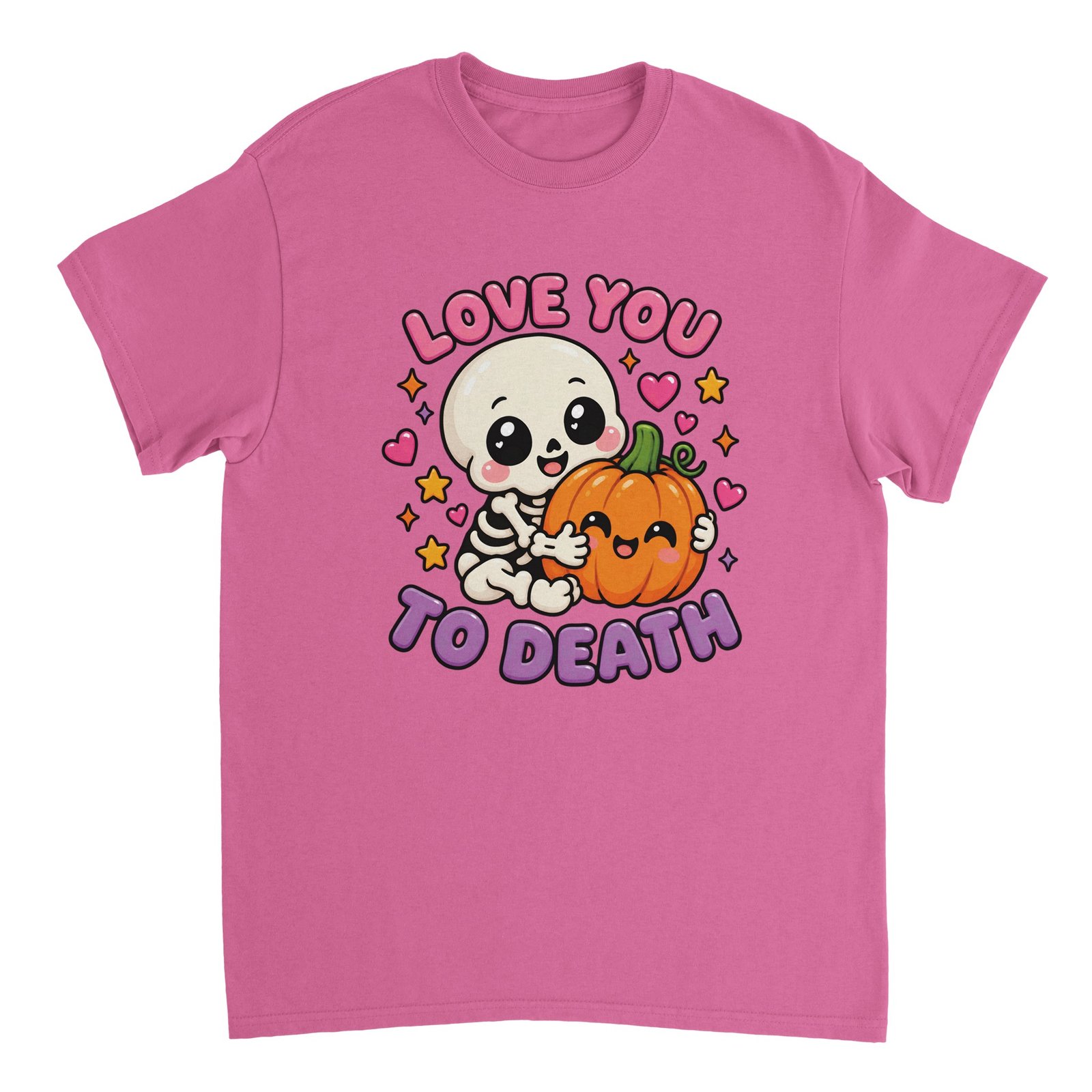Love You to Death Halloween T-Shirt – Cute Skeleton Pumpkin Spooky Graphic Tee 11 halloween skeleton t-shirt with cute skeleton and pumpkin design
