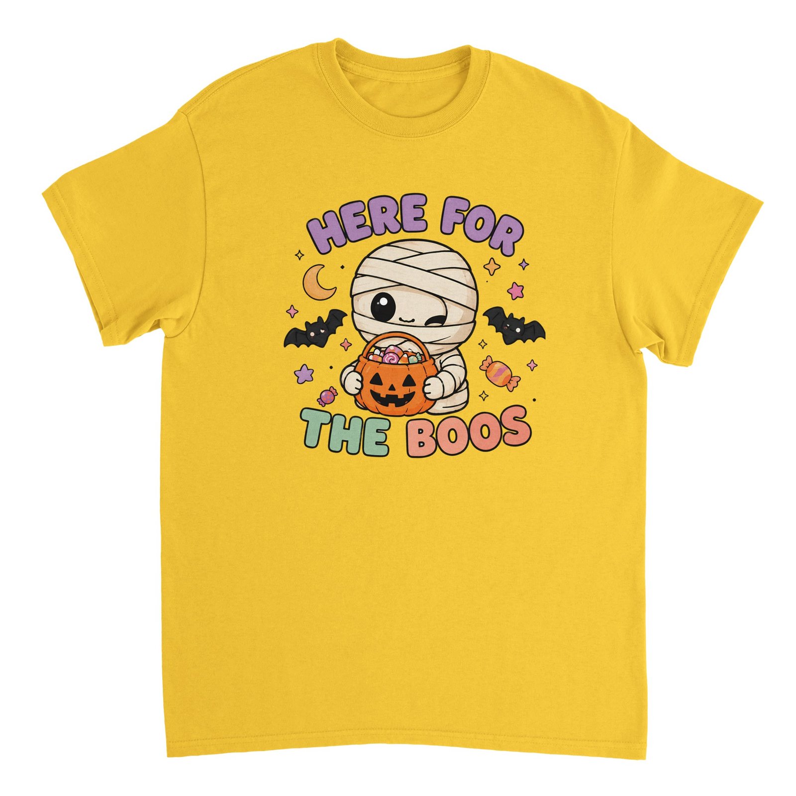 Here For The Boos T-Shirt – Cute Halloween Mummy Graphic Tee 8 halloween mummy t-shirt here for the boos design