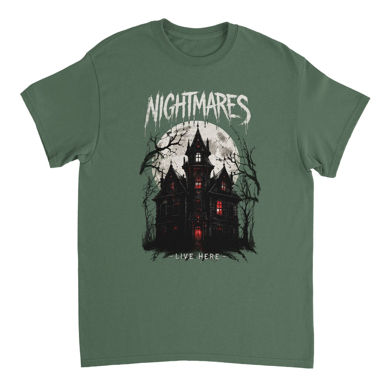 Nightmares Live Here Halloween T-Shirt – Haunted House Gothic Horror Graphic Tee 11 f364b143-a8ea-47a0-b811-1a311cc4e93e
