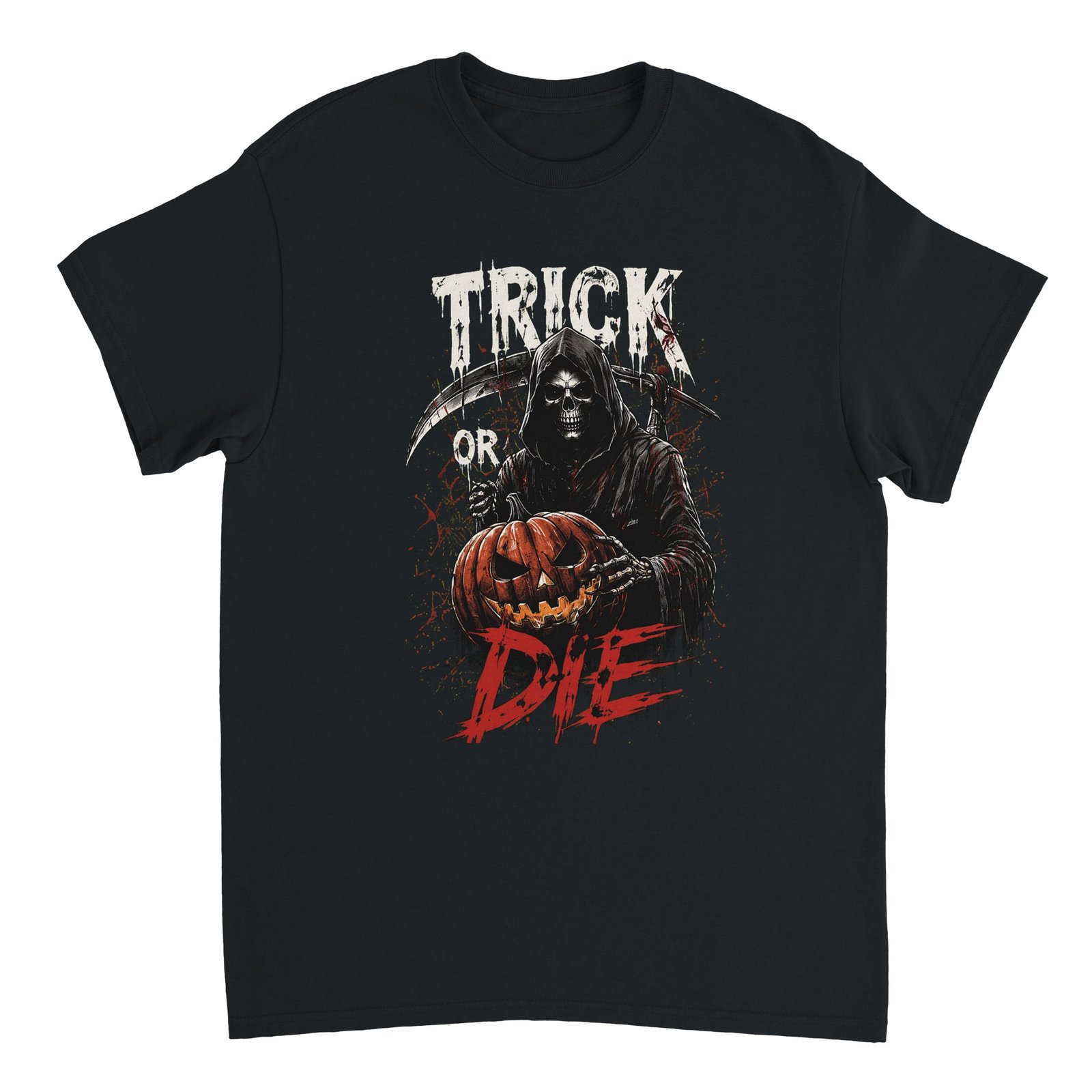 Grim Reaper Halloween T-Shirt – Trick or Die Horror Pumpkin Graphic Tee 7 f53266f1-b066-4e94-a1b1-c0c6ff007394