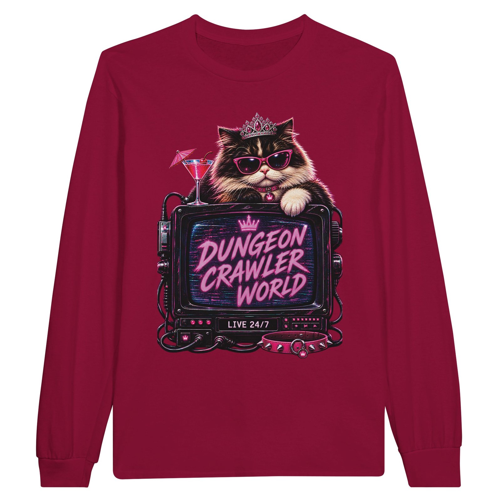 Dungeon Crawler World Longsleeve T-Shirt – Retro TV Cat Fan Tee 8 f91c92d9-d9b0-430e-a6b5-008d033c1cf9