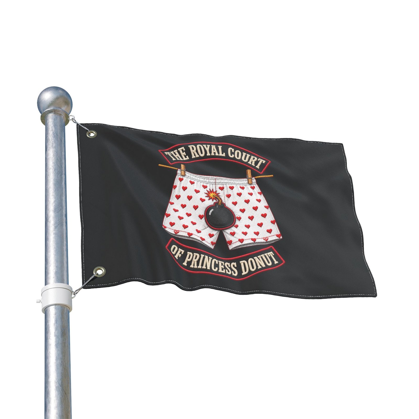Double-Sided Flag — "The Royal Court of Princess Donut" Novelty Banner 3 Double-Sided Flag — "The Royal Court of Princess Donut" Novelty Banner - Image 3