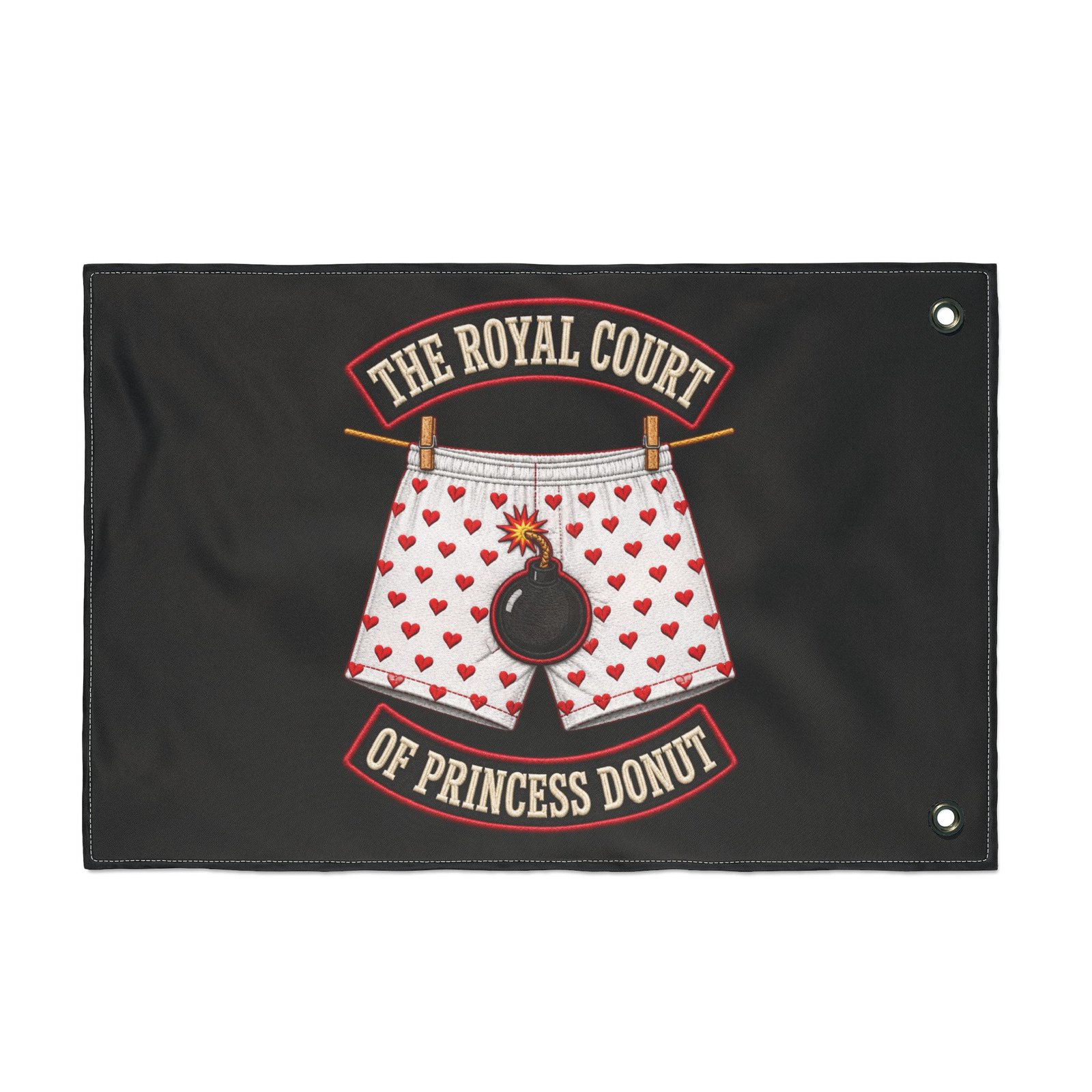 Double-Sided Flag — "The Royal Court of Princess Donut" Novelty Banner 2 Double-Sided Flag — "The Royal Court of Princess Donut" Novelty Banner - Image 2