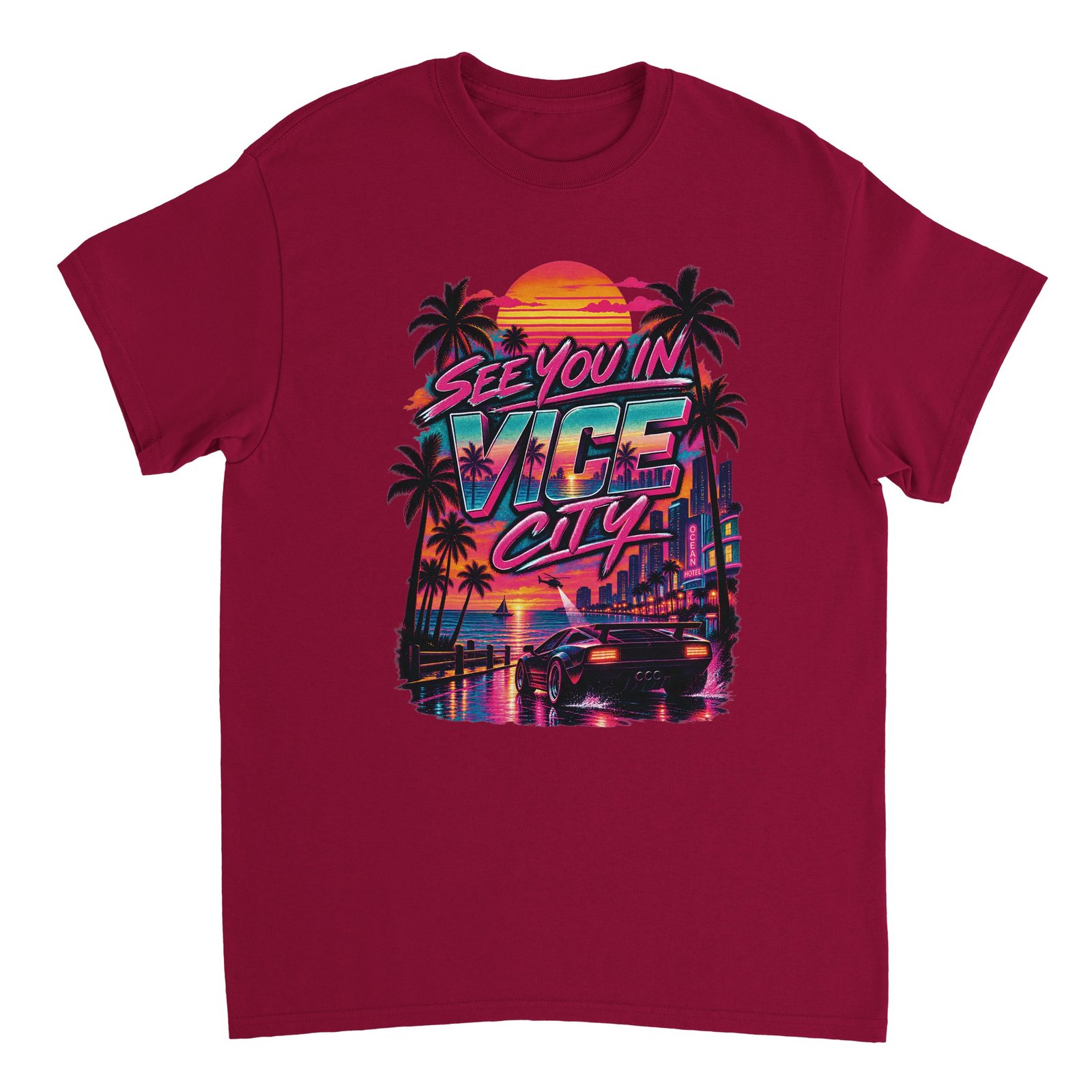 Vice City Drive Shirt – Neon Skyline & Sports Car Tee 9 6d13be29-16c3-46cc-970c-2ed94127505a