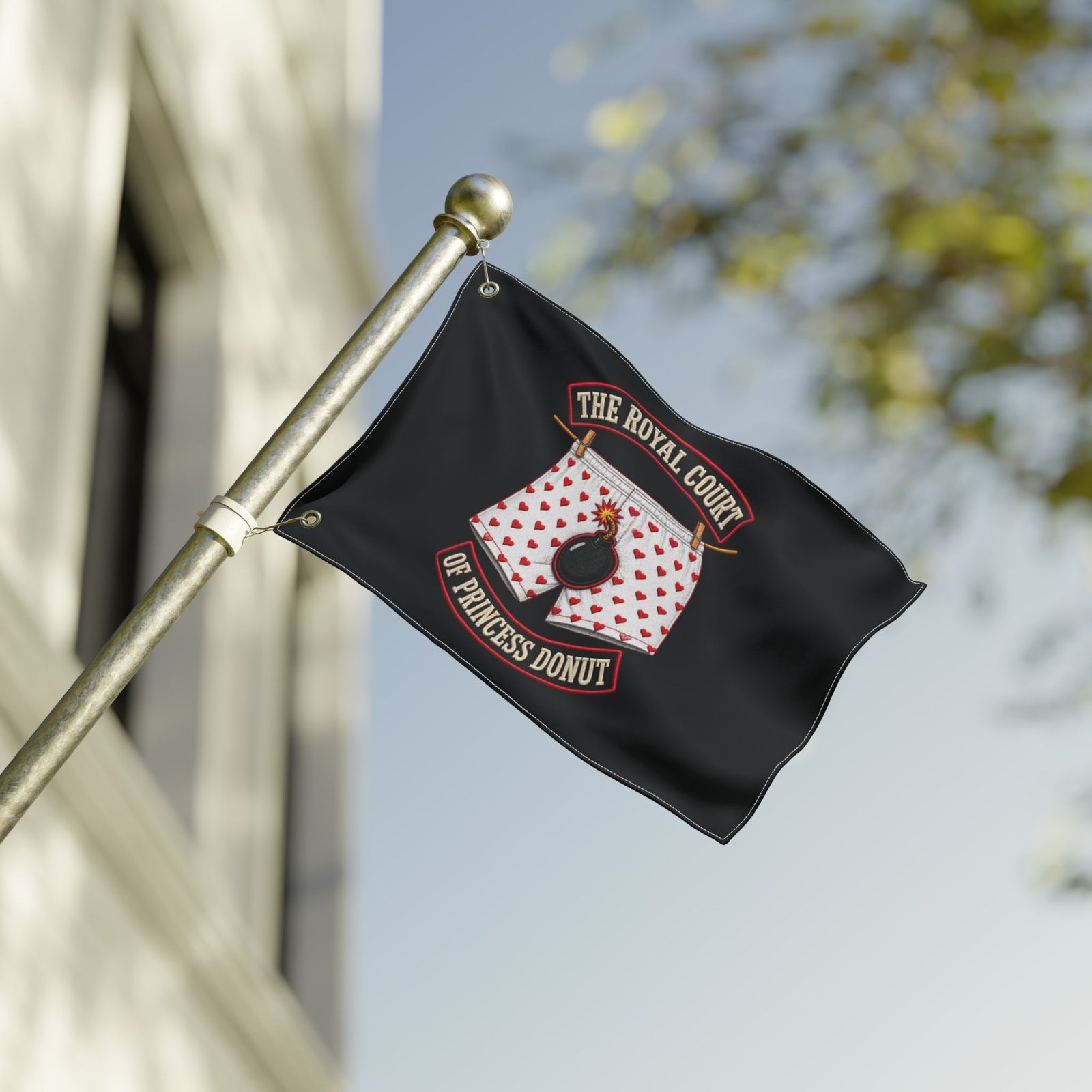 Double-Sided Flag — "The Royal Court of Princess Donut" Novelty Banner 4 Double-Sided Flag — "The Royal Court of Princess Donut" Novelty Banner - Image 4