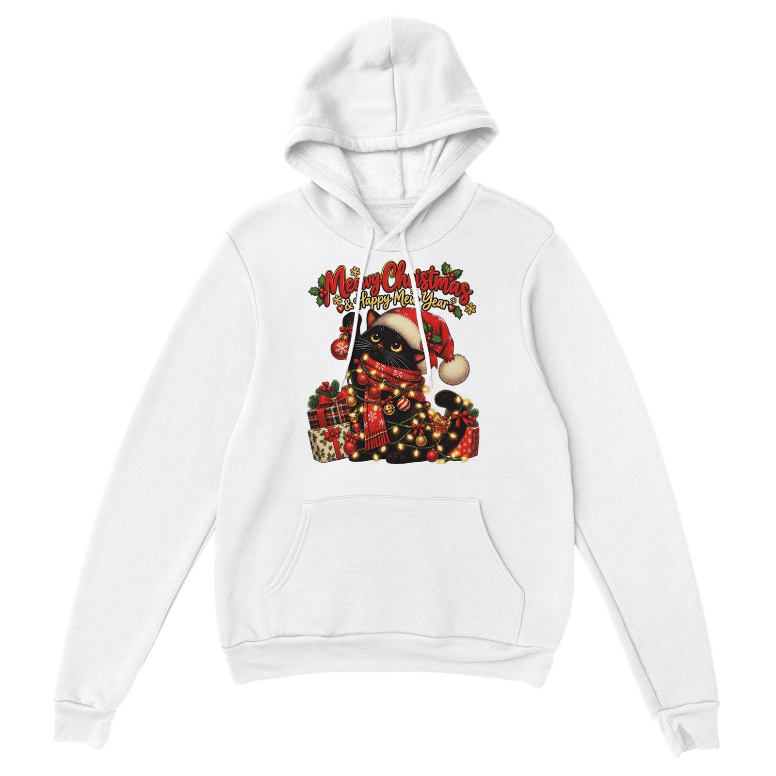 Christmas Cat Hoodie - Black Cat in Santa Hat with Lights 3 002ea0c2-63c4-4e34-aef8-e7176657e716