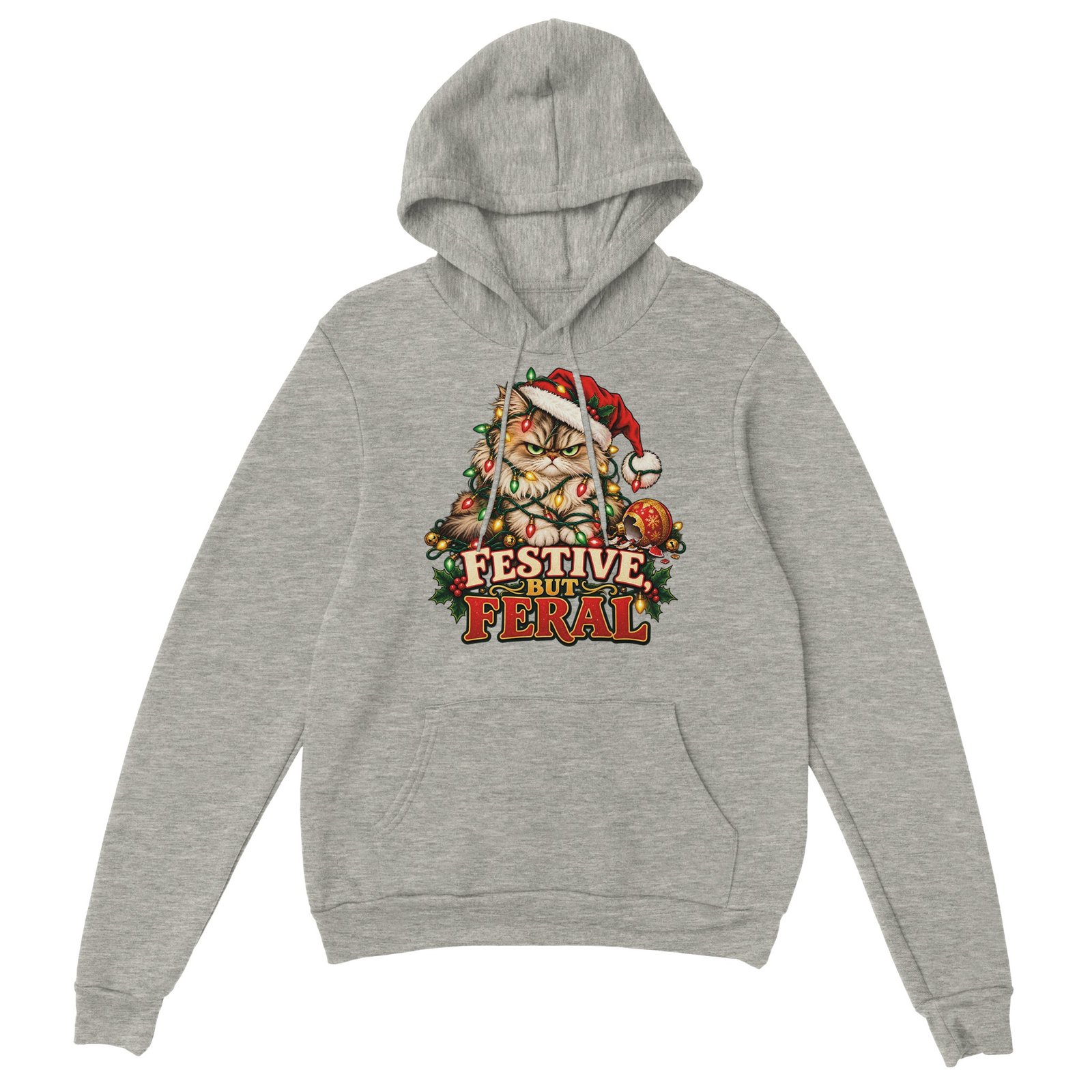 Festive But Feral Hoodie - Grumpy Cat Christmas Lights Unisex Pullover 7 025abe56-2fa5-473e-a6bb-d82133ea9821