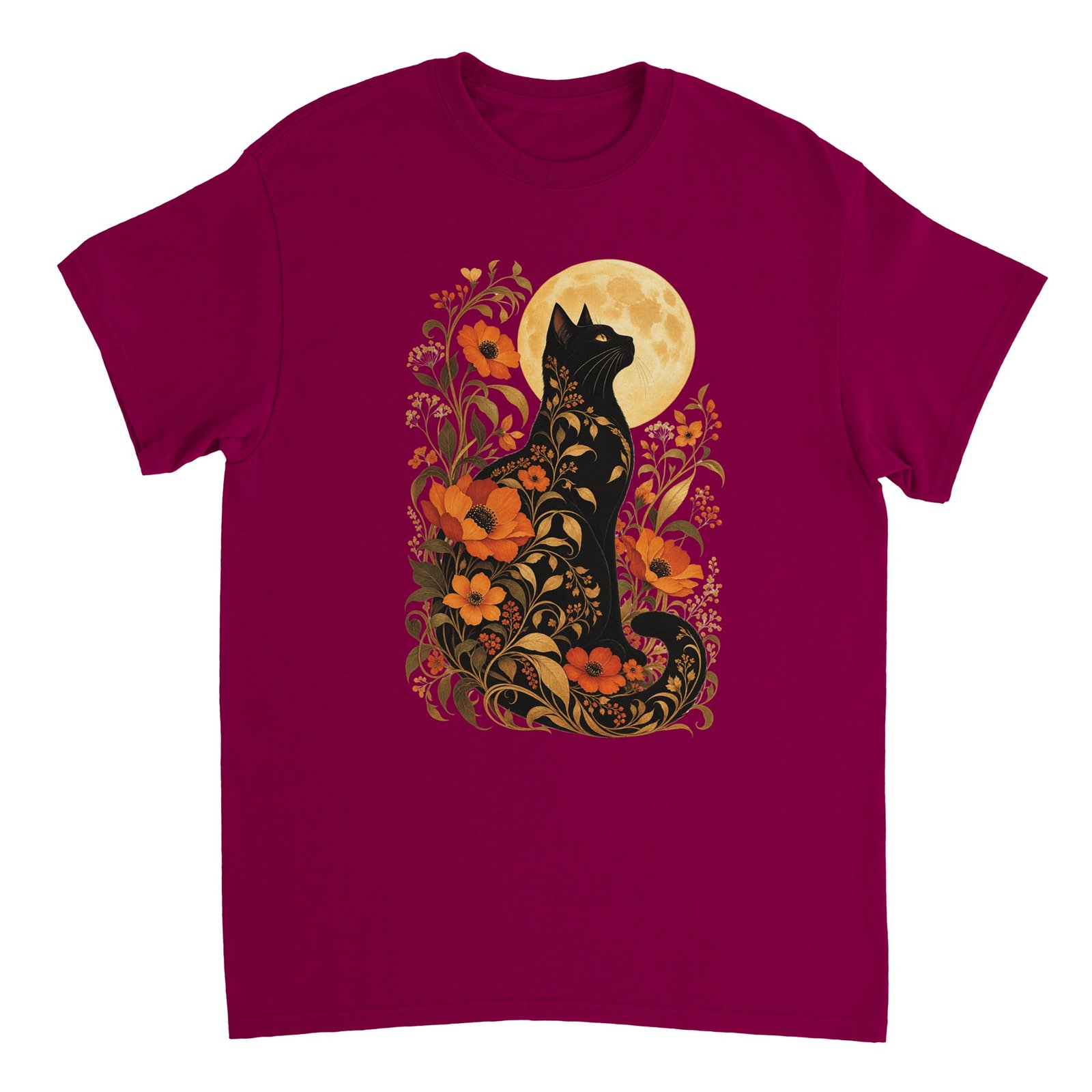 Black Cat Full Moon Shirt – Gothic Floral Cat & Autumn Moon Halloween T-Shirt 10 049ffbfb-7bfe-4426-9f67-cdd4ffd25033