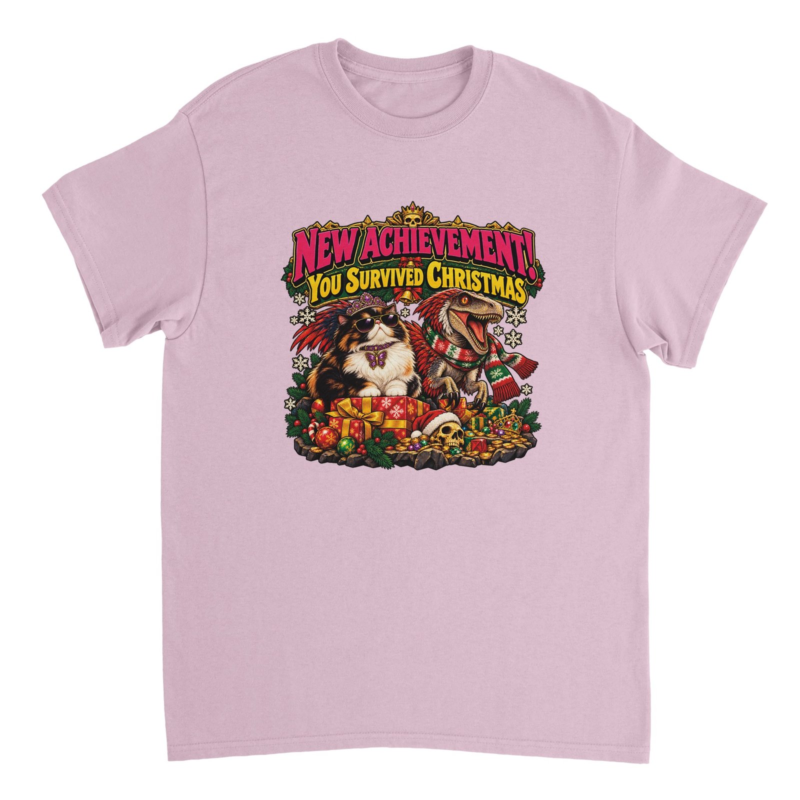 Princess Donut DCC Shirt - New Achievement! You Survived Christmas Heavyweight Unisex Tee 7 0edb6a0e-68fe-4825-99c1-7e89d0e9619d