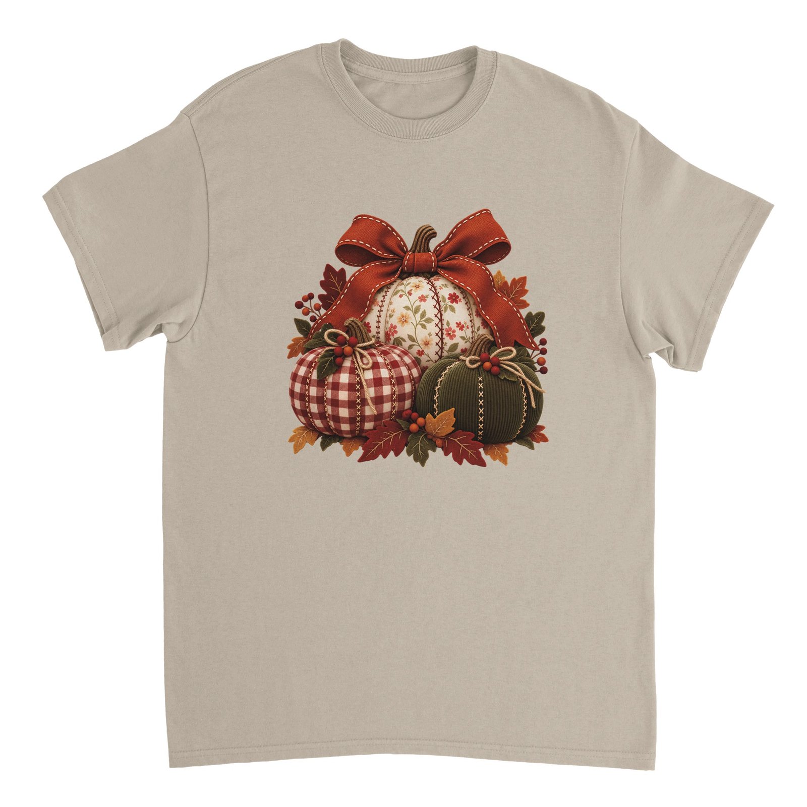 Patchwork Pumpkin Shirt – Cottagecore Fall Pumpkins with Gingham, Florals & Bow T-Shirt 10 136b7377-70f5-44fa-94c0-be89e92071f3