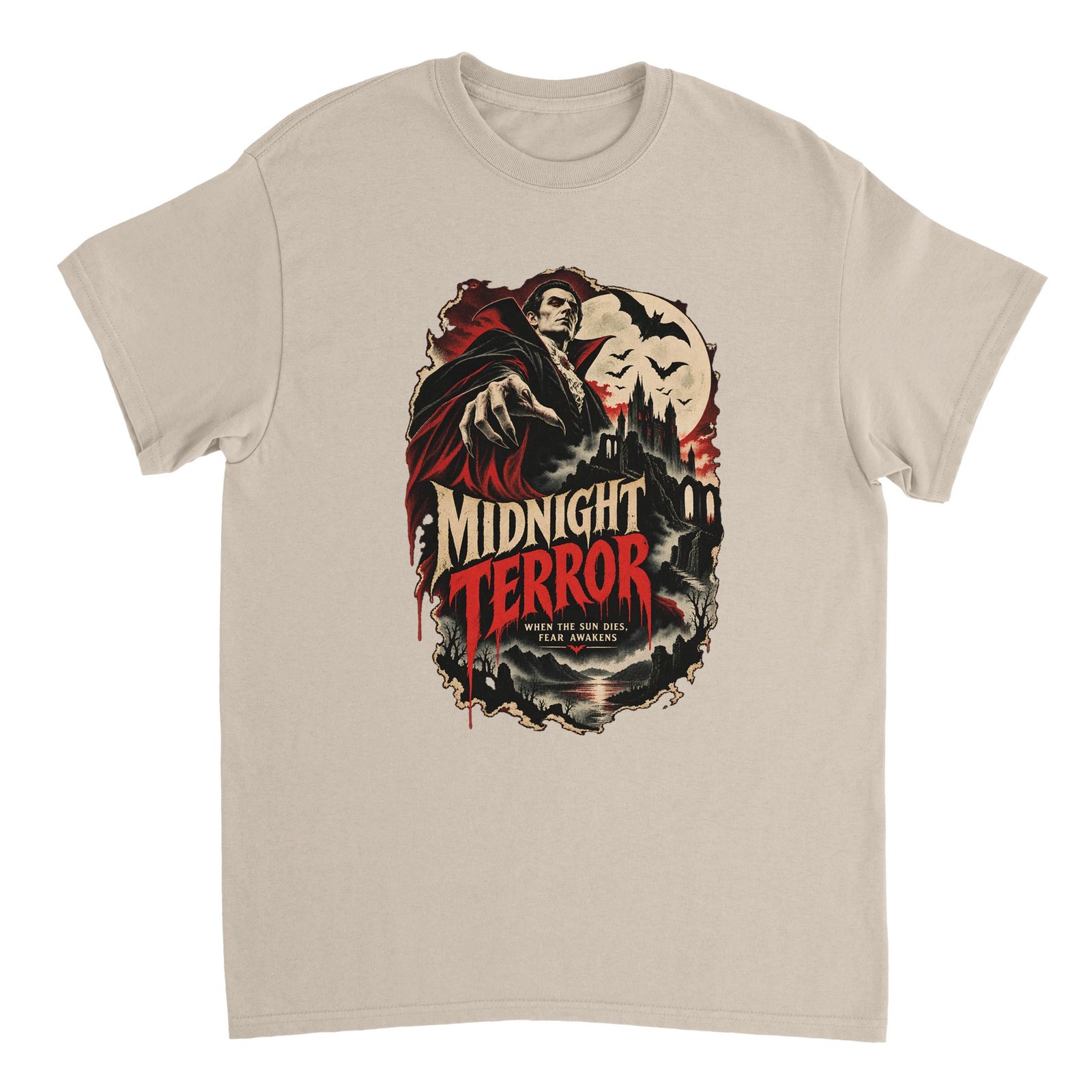 Midnight Terror Vampire Shirt - Vintage Horror Halloween Tee | Heavyweight Unisex 10 13e9d02b-da79-49c7-9ace-9bde894b4cb3
