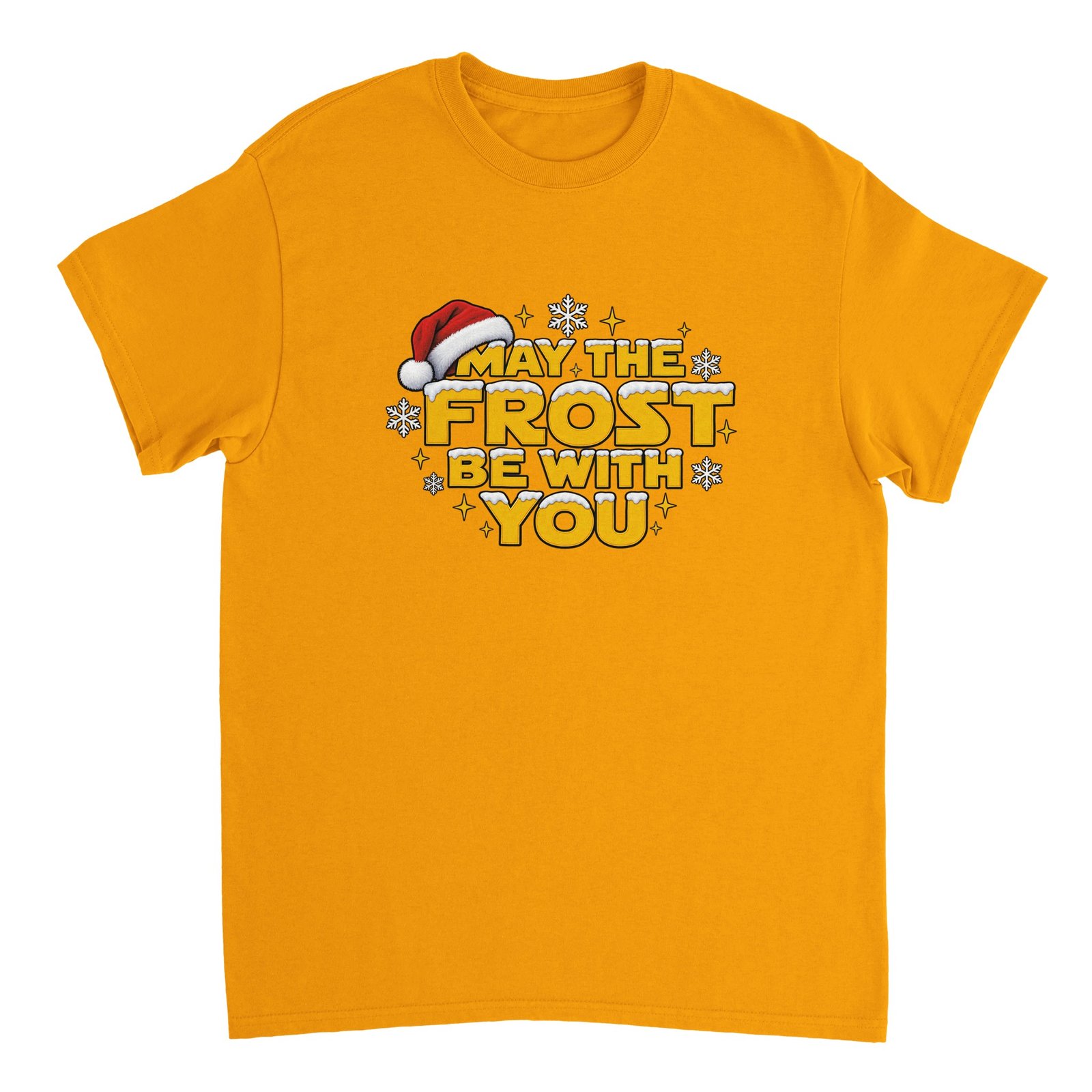 May the Frost Be With You Christmas Shirt - Snowy Gold Lettering Heavyweight Unisex Tee 8 1796c9ee-50e3-448e-83a7-8a0c2f321d41