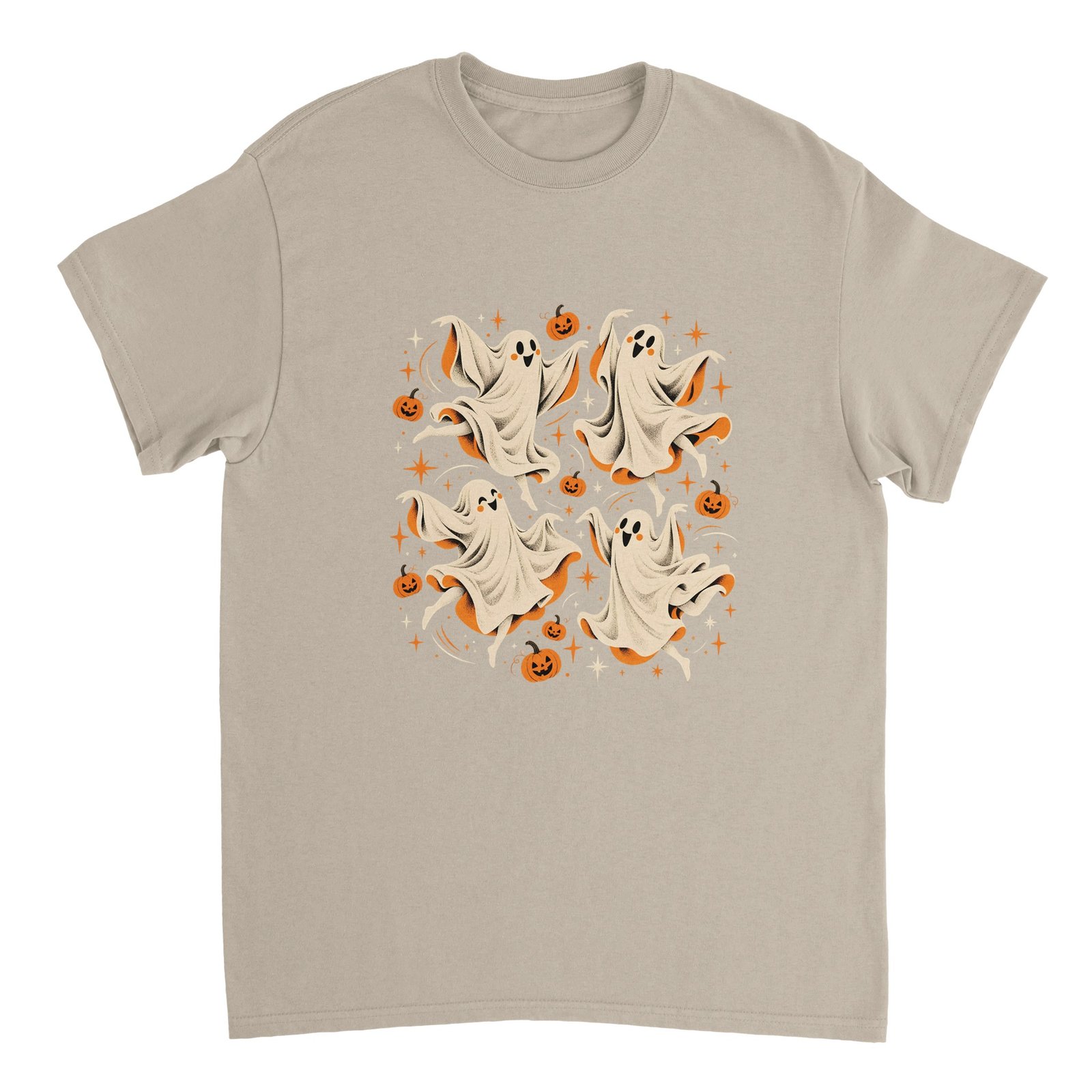 Dancing Ghosts Halloween Shirt – Cute Spooky Ghosts & Pumpkins Graphic T-Shirt 10 1b83f3f6-abe2-4911-b67e-51b2044141f4